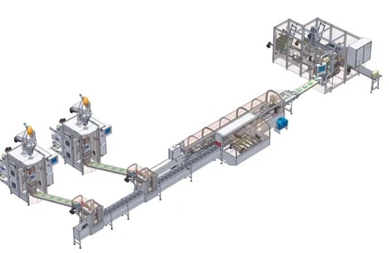 Volledig automatisch verpakken en palletiseren PLC-besturing met samenwerkende robots