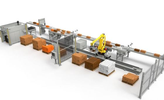 Automatische robot-palletiser en -afpalletiser voor kartonnen zakken, filmverpakkingen